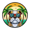 Bulldog Breed Cartoon Sunglasses Beach