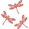 Trio of Red Dragonflies