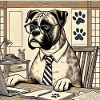 Boxer au bureau - style ukiyo-e