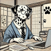 Damlmartiner au bureau - Ukiyo-e Style
