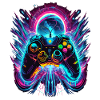 Vibrant Neon Retro Gaming Controller