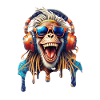 Old Rasta Monkey-Dreads-Laughing-Glasses-Hifi Helmet