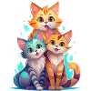 Three cute, playful cats