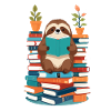 Funny Book Lover Sloth Reading