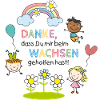 Dankesspruch Kita | Kinder - Regenbogen - Blumen 