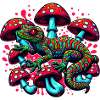 Psychedelic Gecko with Mushrooms