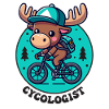 Cycologist Moose Riding Bicycle