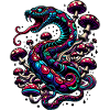 Psychedelic snake with mushrooms