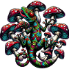 Psychedelic Gecko with Mushrooms