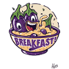 cool breakfast and cheerful eggplant