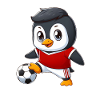Cute Penguin Football Player Cartoon