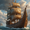 Antike Segelschiff im Sturm