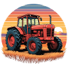 Tractor at sunset