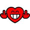 Emoticon Cuore del ghigno con dita puzzolenti (3c)