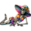 Sunlit Skeleton in Floral Hat