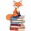 Fuchs auf Bücherstapel