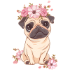 Mops mit Blumen