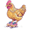 Chicken on Skates Cartoon