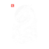 Japanese dragon, red white Japanese print style