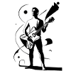 Musical Hero with Guitarist Silhouette