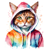 Cat hættetrøje farverig sjov dyredesign print