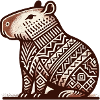 Seated capybara in South American style