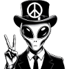 Alien with peace sign