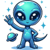 Alien mit Peace-Zeichen