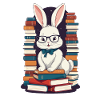 Reading bunny Enthusiastic book lover