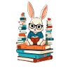 Reading bunny Enthusiastic book lover