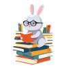 Reading bunny Enthusiastic book lover