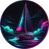 Neon Segelboot Kreis