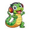 Snake Funny Cartoon Character Headphone Music