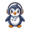 Penguin Funny Cartoon Character Headphone Music