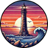 Lighthouse Sunset Ocean Sea Romance