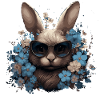 Cool rabbit with flowers