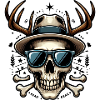 Skull with antlers and sunglasses
