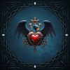 Elegant Gothic Heart with Fantasy Bird.