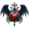 Elegant Gothic Heart with Fantasy Bird.