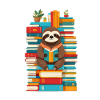 Funny Book Lover Sloth Illustration