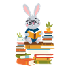 Reading bunny Enthusiastic book lover