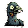 A frightened zombie pigeon