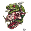 Zombie Pig Head Snake Skull