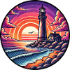 Lighthouse Sunset Ocean Sea