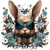 Cool rabbit with flowers