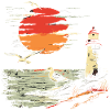 Seagull Seabird Lighthouse Sunset