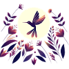 Hummingbird in the flower field
