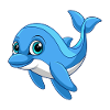 Dolphin Cute Mascot Cartoon Character Kawaii