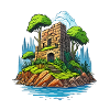 Ruin on a desert island