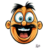 Funny cartoon guy with mustache